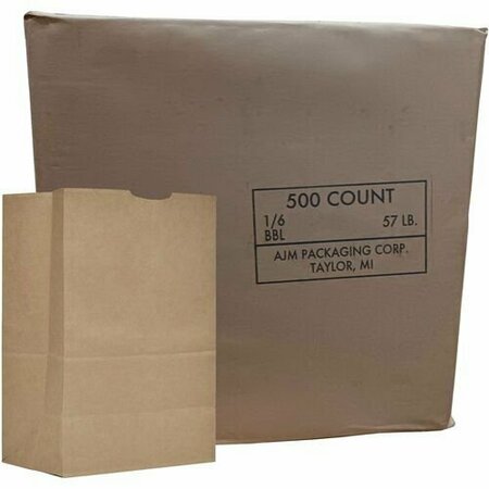 AJM PACKAGING SACK, GROCERY, 57#, 1/6BBL, KFT, 500PK AJMGS57NP5C